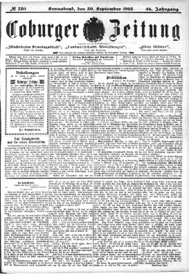 Coburger Zeitung Samstag 30. September 1905