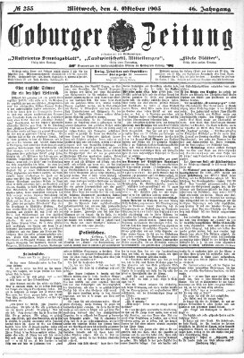 Coburger Zeitung Mittwoch 4. Oktober 1905