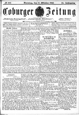 Coburger Zeitung Dienstag 17. Oktober 1905