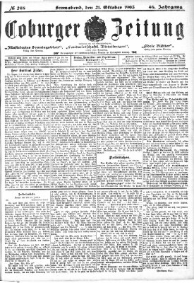 Coburger Zeitung Samstag 21. Oktober 1905