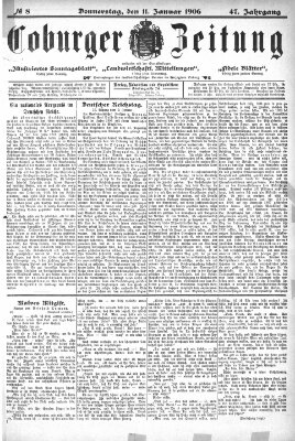 Coburger Zeitung Donnerstag 11. Januar 1906