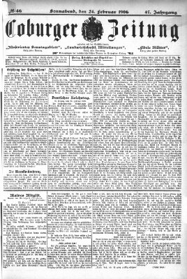 Coburger Zeitung Samstag 24. Februar 1906