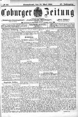 Coburger Zeitung Samstag 19. Mai 1906