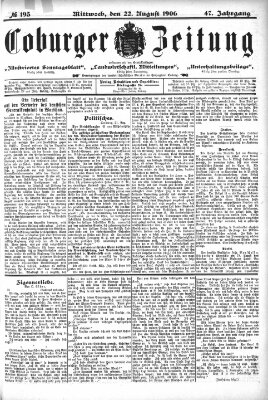 Coburger Zeitung Mittwoch 22. August 1906