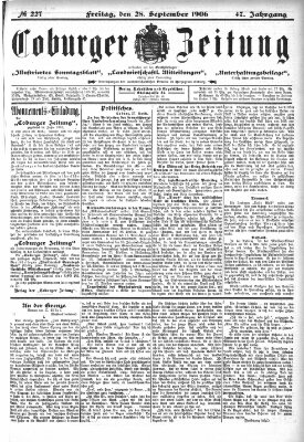Coburger Zeitung Freitag 28. September 1906