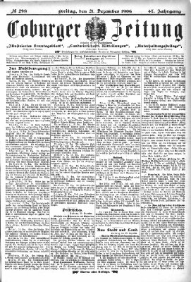 Coburger Zeitung Freitag 21. Dezember 1906