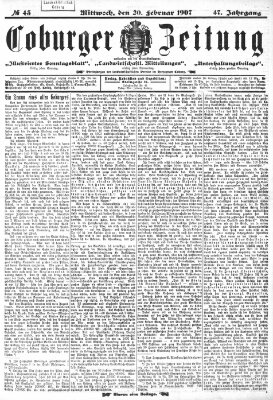 Coburger Zeitung Mittwoch 20. Februar 1907