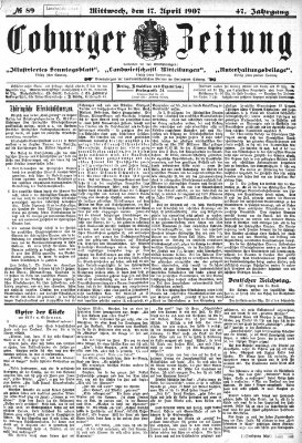 Coburger Zeitung Mittwoch 17. April 1907