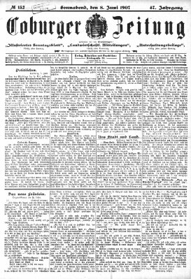 Coburger Zeitung Samstag 8. Juni 1907