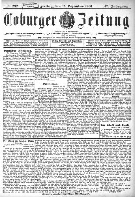 Coburger Zeitung Freitag 13. Dezember 1907