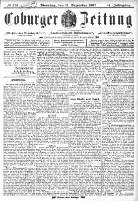 Coburger Zeitung Dienstag 17. Dezember 1907