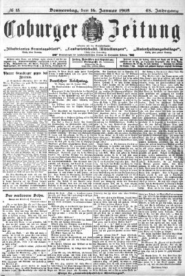 Coburger Zeitung Donnerstag 16. Januar 1908