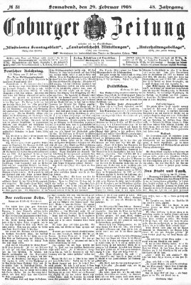 Coburger Zeitung Samstag 29. Februar 1908