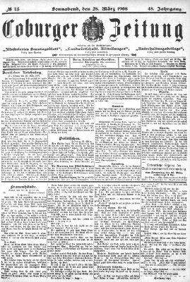 Coburger Zeitung Samstag 28. März 1908