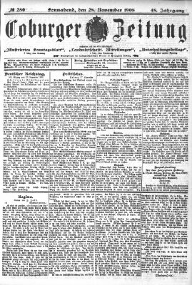 Coburger Zeitung Samstag 28. November 1908