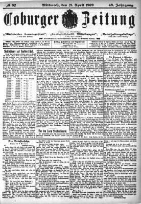 Coburger Zeitung Mittwoch 21. April 1909