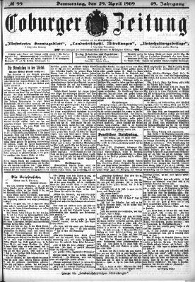 Coburger Zeitung Donnerstag 29. April 1909