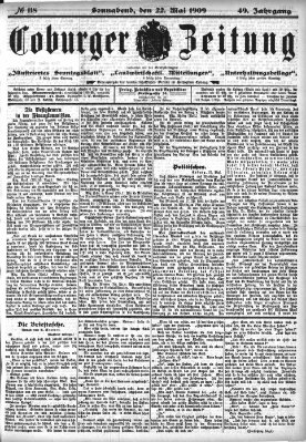 Coburger Zeitung Samstag 22. Mai 1909