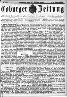 Coburger Zeitung Dienstag 10. August 1909