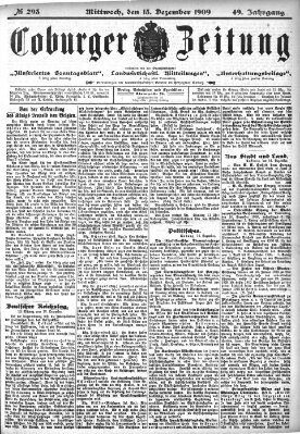 Coburger Zeitung Mittwoch 15. Dezember 1909