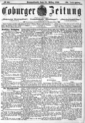 Coburger Zeitung Samstag 19. März 1910