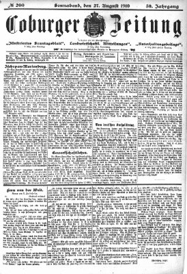 Coburger Zeitung Samstag 27. August 1910