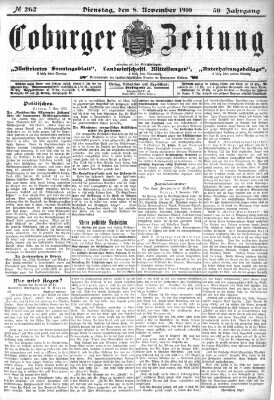 Coburger Zeitung Dienstag 8. November 1910