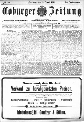 Coburger Zeitung Freitag 9. Juni 1911