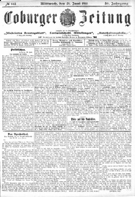 Coburger Zeitung Mittwoch 21. Juni 1911