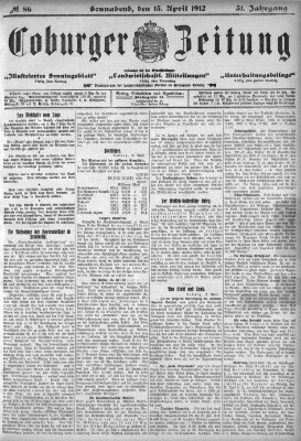 Coburger Zeitung Samstag 13. April 1912