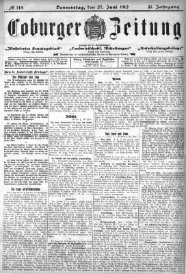 Coburger Zeitung Donnerstag 27. Juni 1912