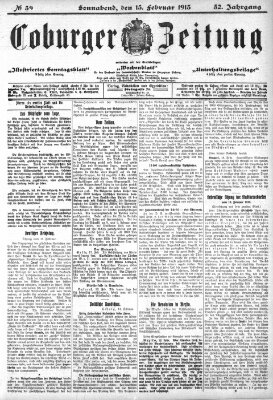 Coburger Zeitung Samstag 15. Februar 1913