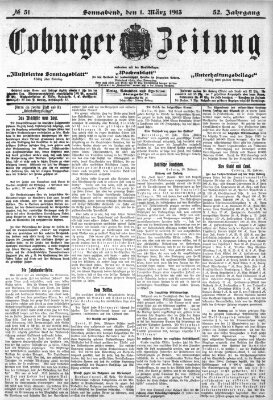 Coburger Zeitung Samstag 1. März 1913