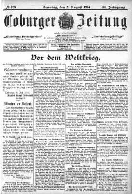 Coburger Zeitung Sonntag 2. August 1914