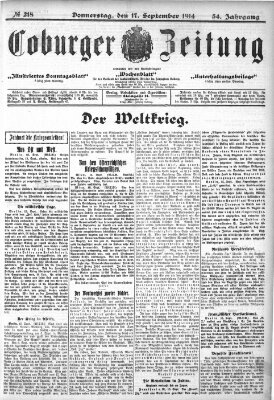Coburger Zeitung Donnerstag 17. September 1914