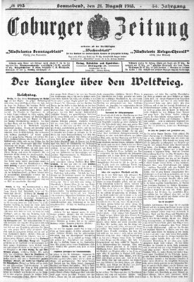 Coburger Zeitung Samstag 21. August 1915
