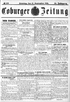 Coburger Zeitung Sonntag 17. September 1916