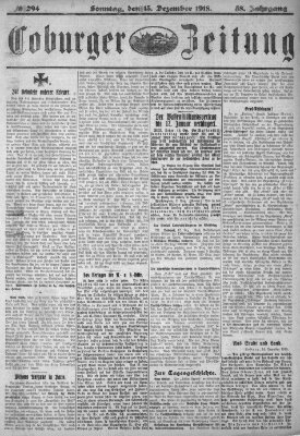 Coburger Zeitung Sonntag 15. Dezember 1918