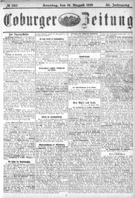 Coburger Zeitung Sonntag 31. August 1919