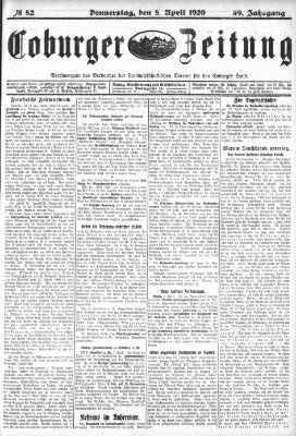 Coburger Zeitung Donnerstag 8. April 1920