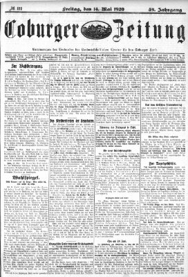Coburger Zeitung Freitag 14. Mai 1920