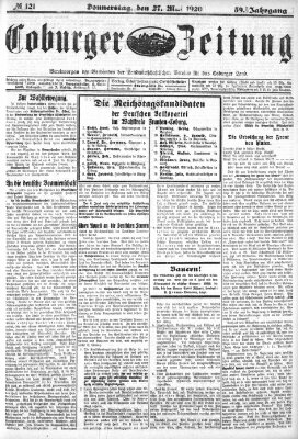 Coburger Zeitung Donnerstag 27. Mai 1920