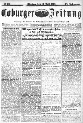 Coburger Zeitung Montag 12. Juli 1920