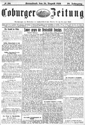 Coburger Zeitung Samstag 28. August 1920