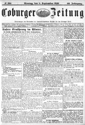 Coburger Zeitung Montag 6. September 1920