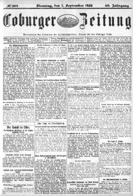 Coburger Zeitung Dienstag 7. September 1920