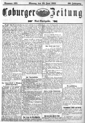 Coburger Zeitung Montag 13. Juni 1921