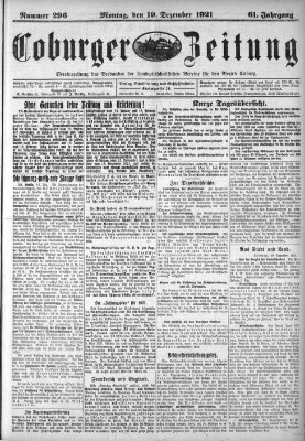 Coburger Zeitung Montag 19. Dezember 1921