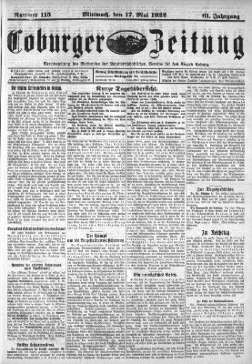 Coburger Zeitung Mittwoch 17. Mai 1922