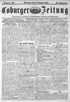 Coburger Zeitung Mittwoch 9. August 1922